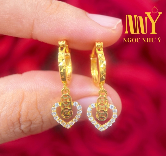 Bông khoen trái tim kim tiền 