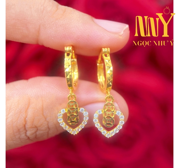 Bông khoen trái tim kim tiền 